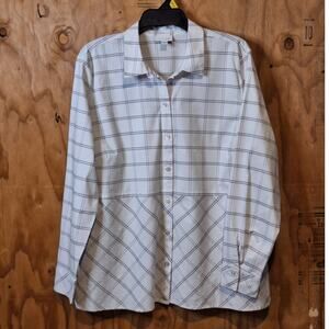 J. Jill Shirt Women's XL White Black Pink Geometric Classic Office Professional